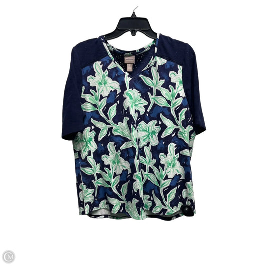Top Short Sleeve By Chicos In Blue & Green, Size: L