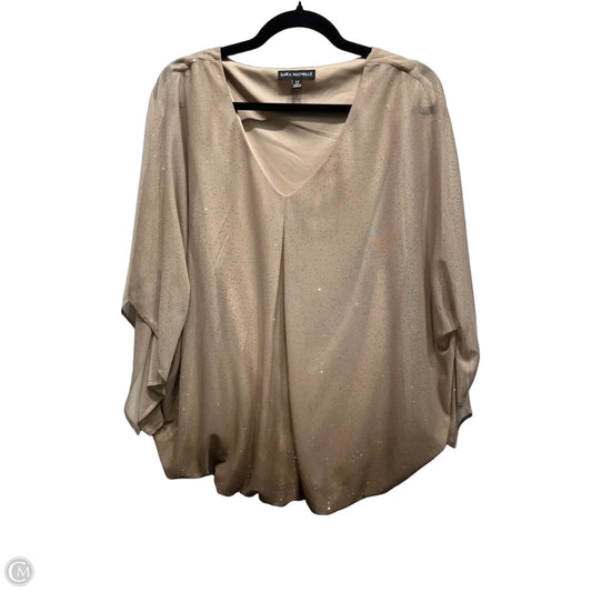 Blouse Short Sleeve By Sara Michelle In Tan, Size: 1x
