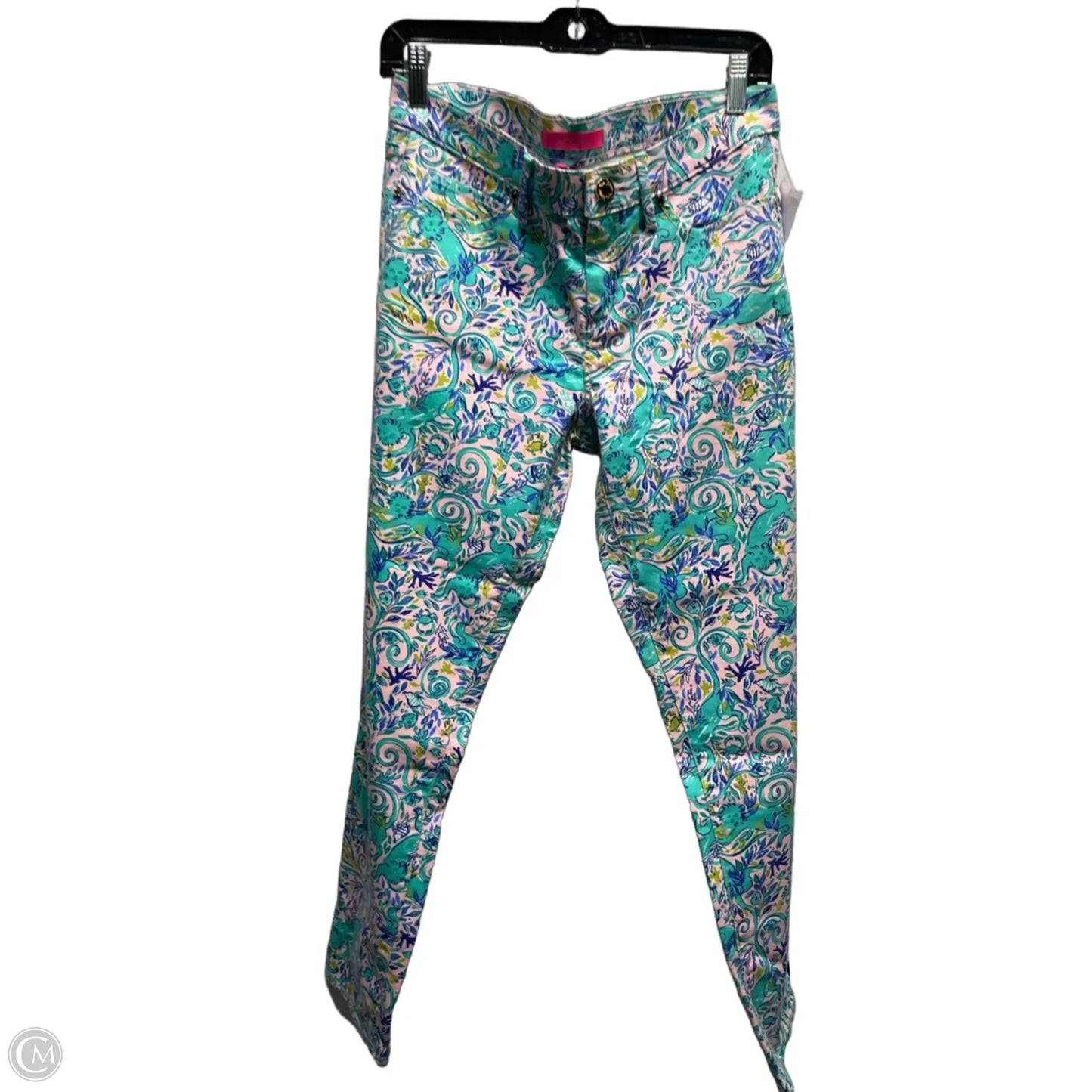 Pants Designer By Lilly Pulitzer In Green & Pink, Size: 10