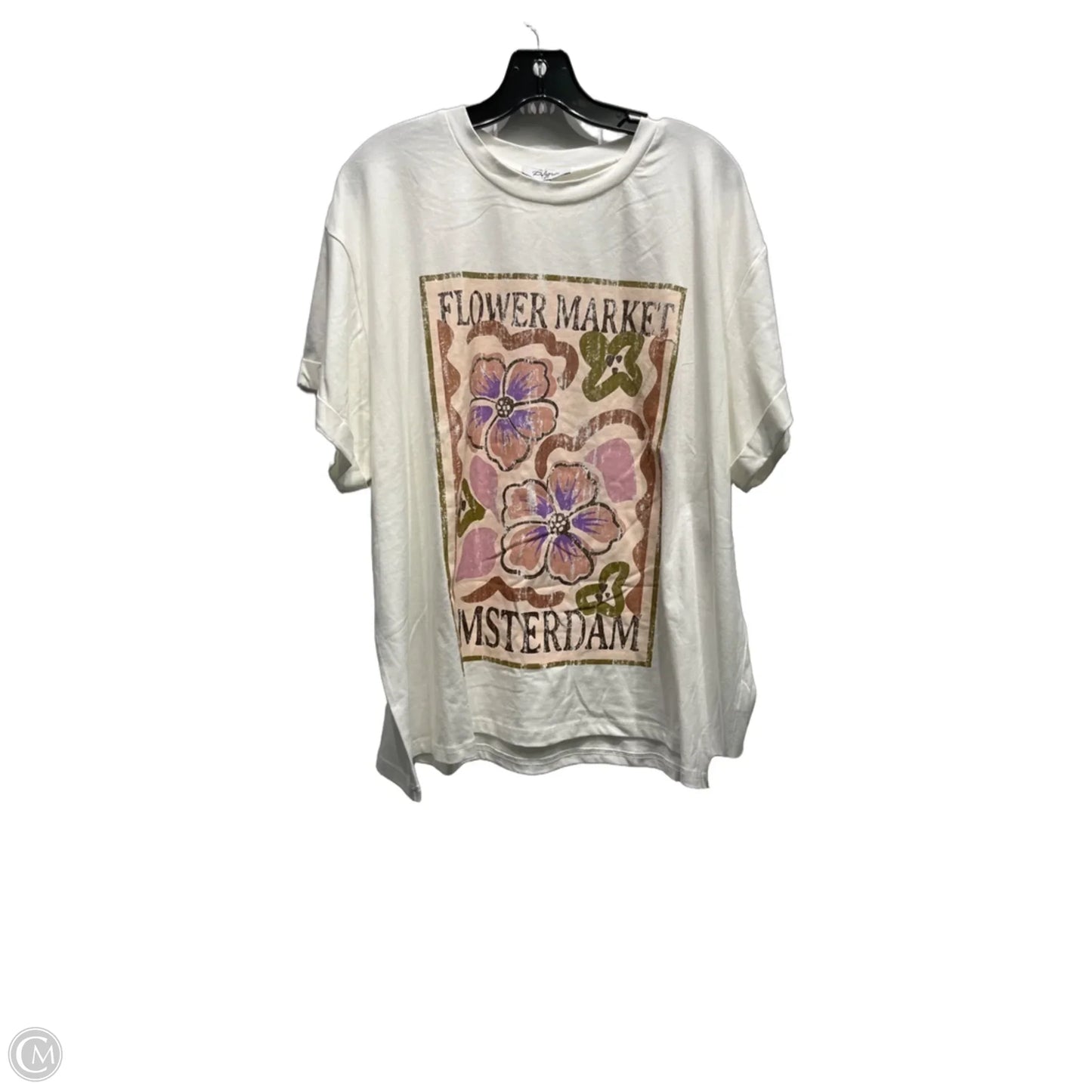 Top Short Sleeve Basic By Polagram In Pink & Purple, Size: 1x