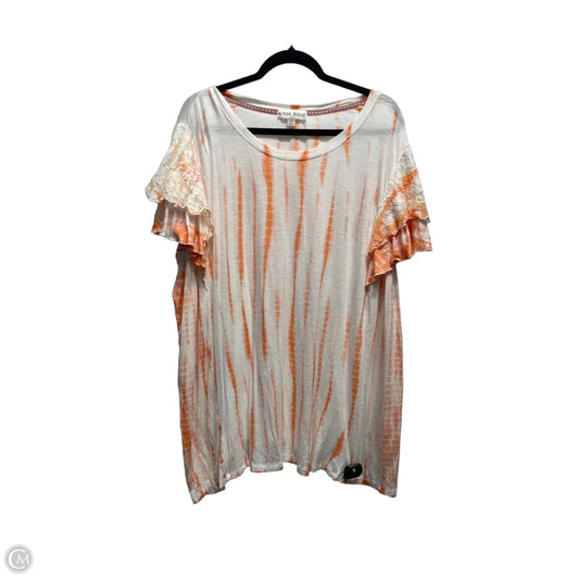Top Short Sleeve By Knox Rose In Orange & White, Size: 3x