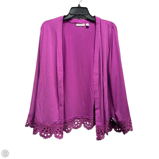 Cardigan By Susan Graver In Purple, Size: 1x