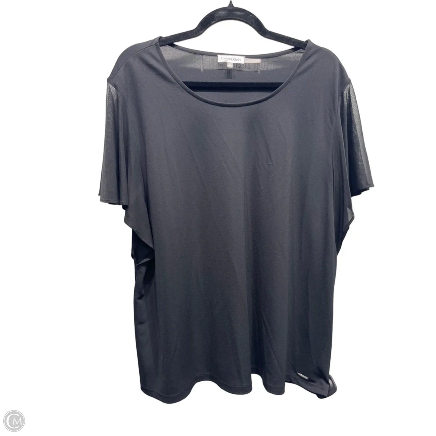 Top Short Sleeve By Calvin Klein In Black, Size: 1x