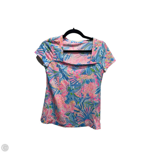 Top Short Sleeve Designer By Lilly Pulitzer In Blue & Pink, Size: Xs