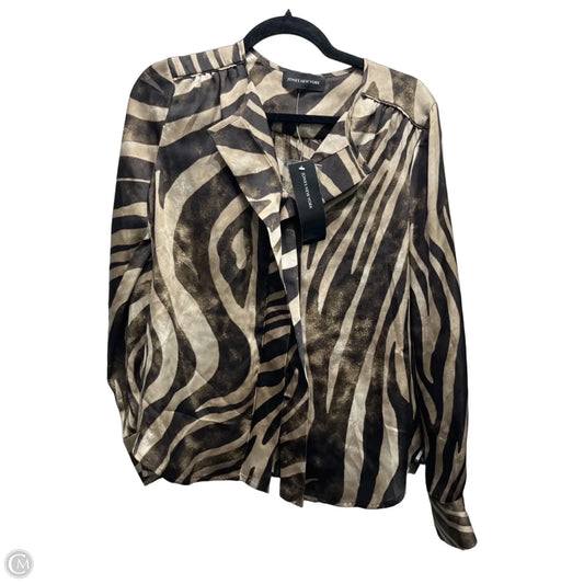 Blouse Long Sleeve By Jones New York In Black & Cream, Size: 4