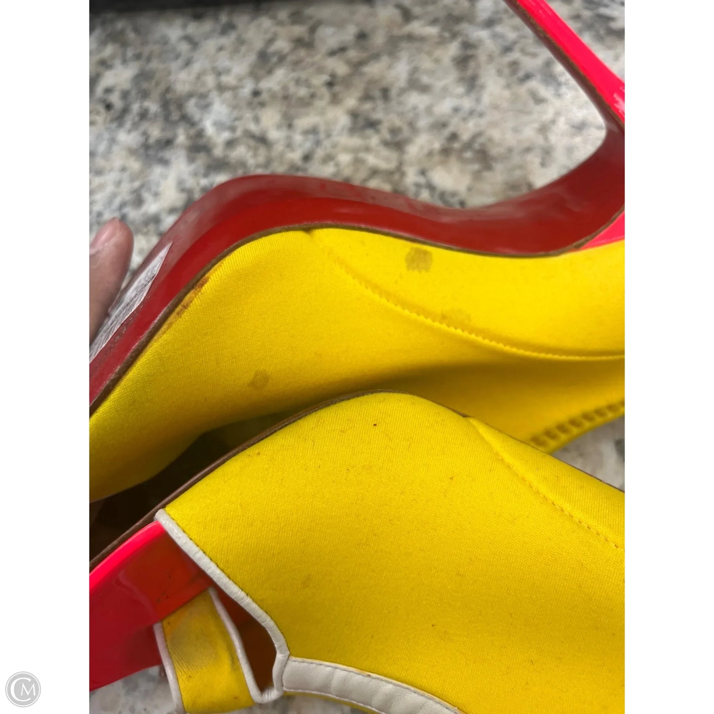 Shoes Luxury Designer By Christian Louboutin In Yellow, Size: 8.5
