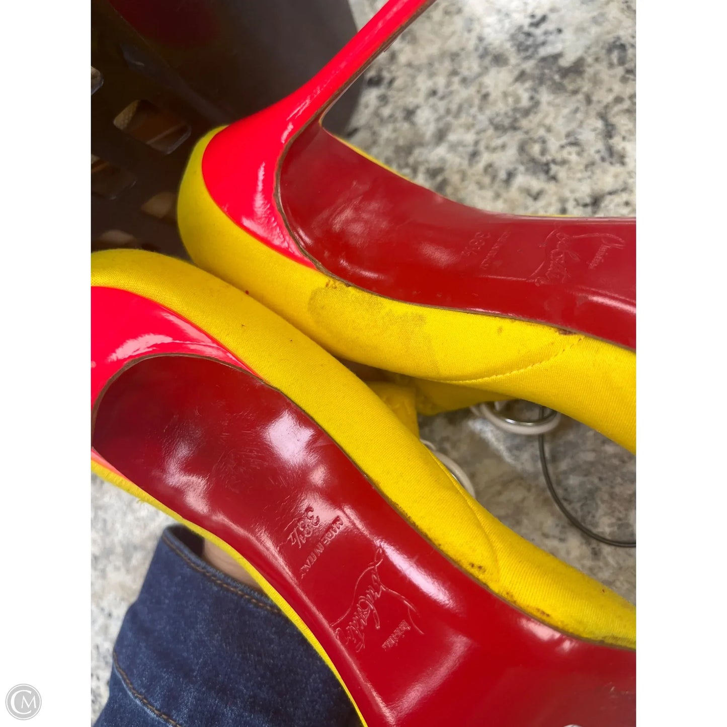 Shoes Luxury Designer By Christian Louboutin In Yellow, Size: 8.5