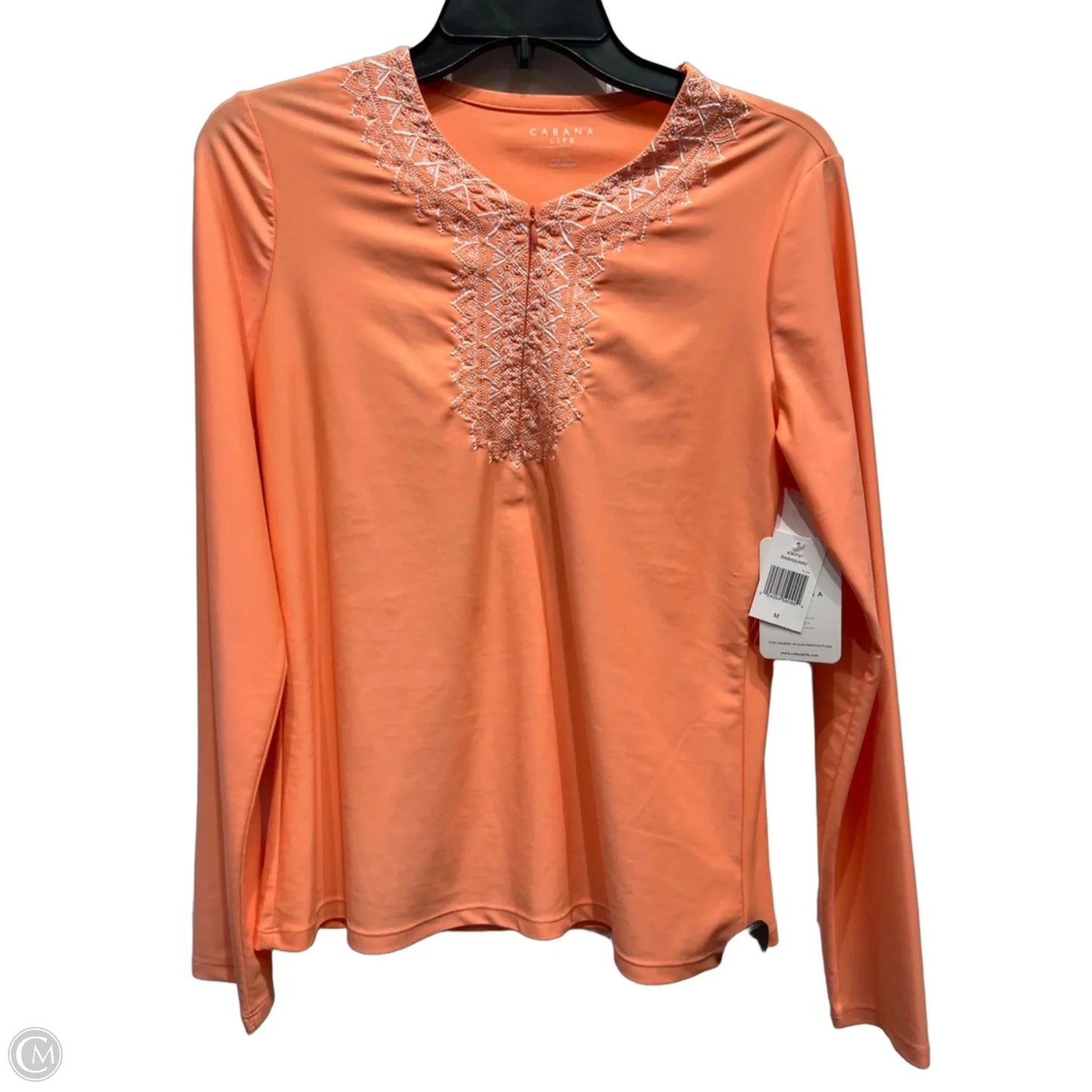 Top Long Sleeve By Cabana Life In Orange, Size: M