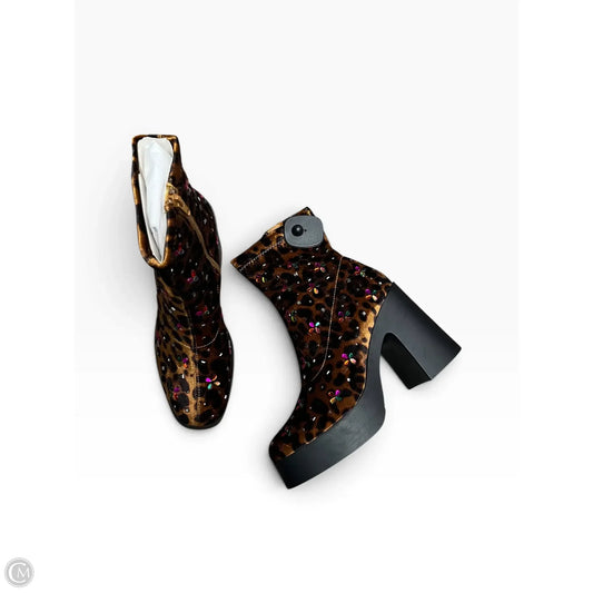 Boots Ankle Heels By Betsey Johnson In Black & Brown, Size: 8.5