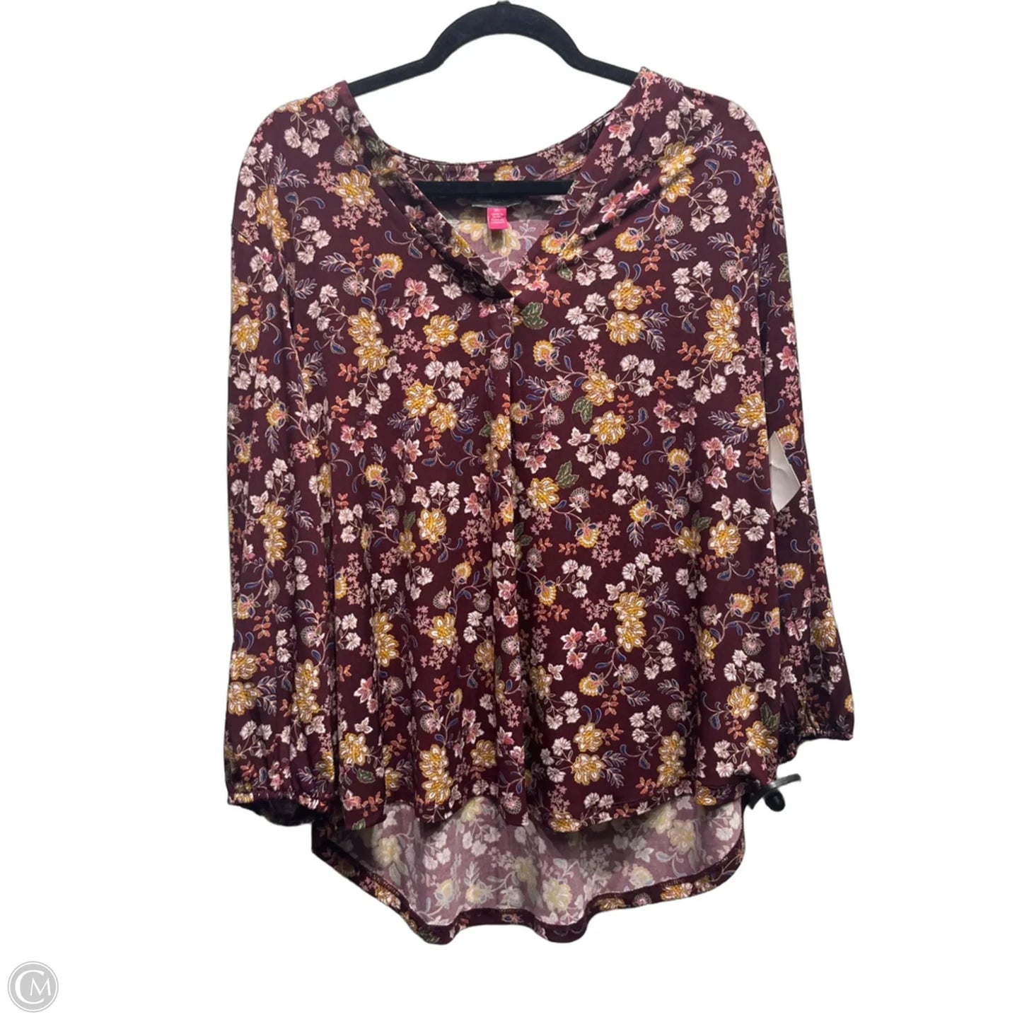 Top Long Sleeve By Vince Camuto In Maroon, Size: Xl