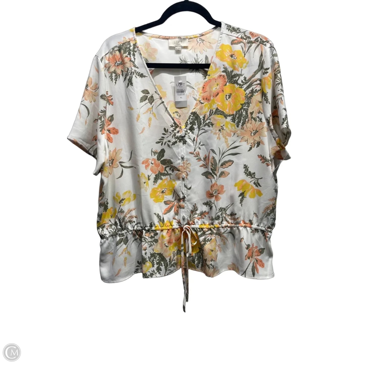 Top Short Sleeve By Loft In Green & Orange, Size: Xl