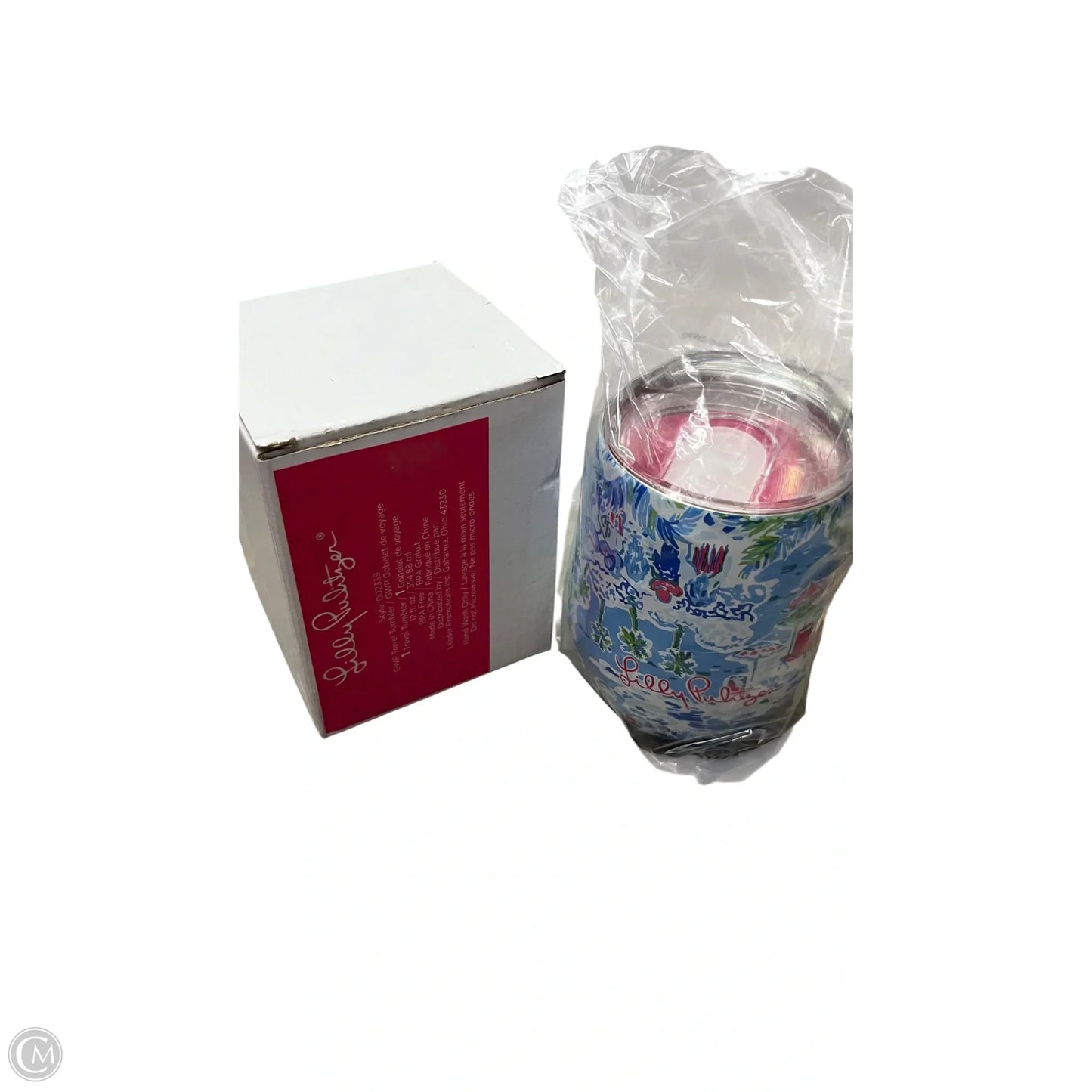 TRAVEL TUMBLER Designer Label By Lilly Pulitzer, Size: