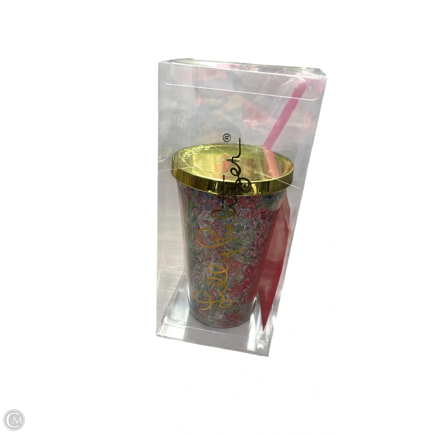 CUP WITH STRAW Designer Label By Lilly Pulitzer, Size: