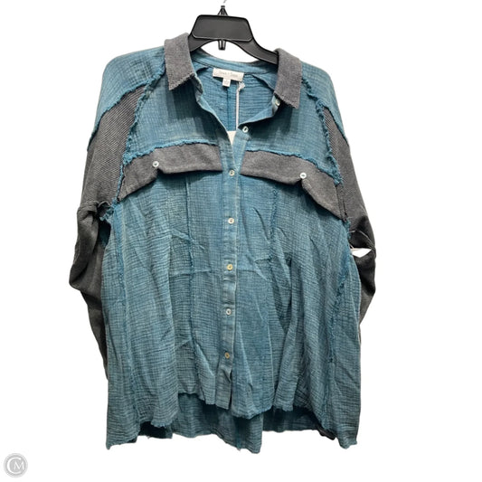 Top Long Sleeve By sewn and seen In Blue, Size: L