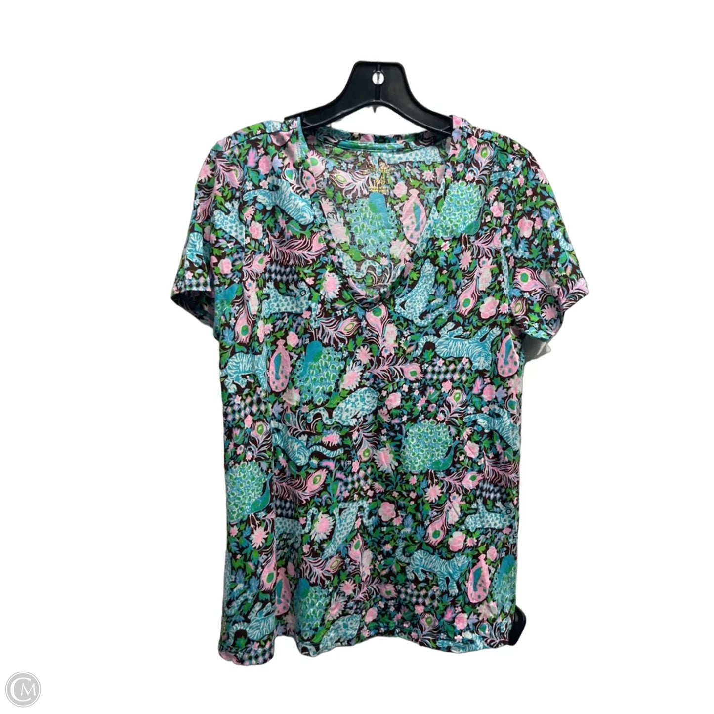 Top Short Sleeve Designer By Lilly Pulitzer In Brown & Pink, Size: Xs