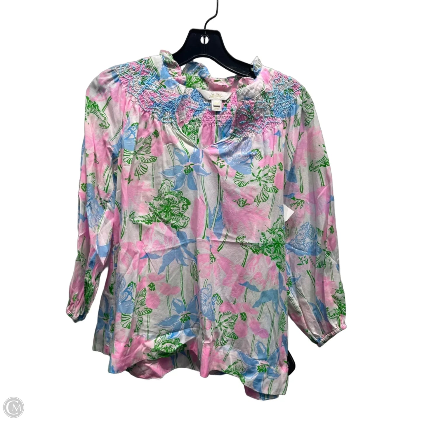 Top Long Sleeve Designer By Lilly Pulitzer In Blue & Pink, Size: Xxs