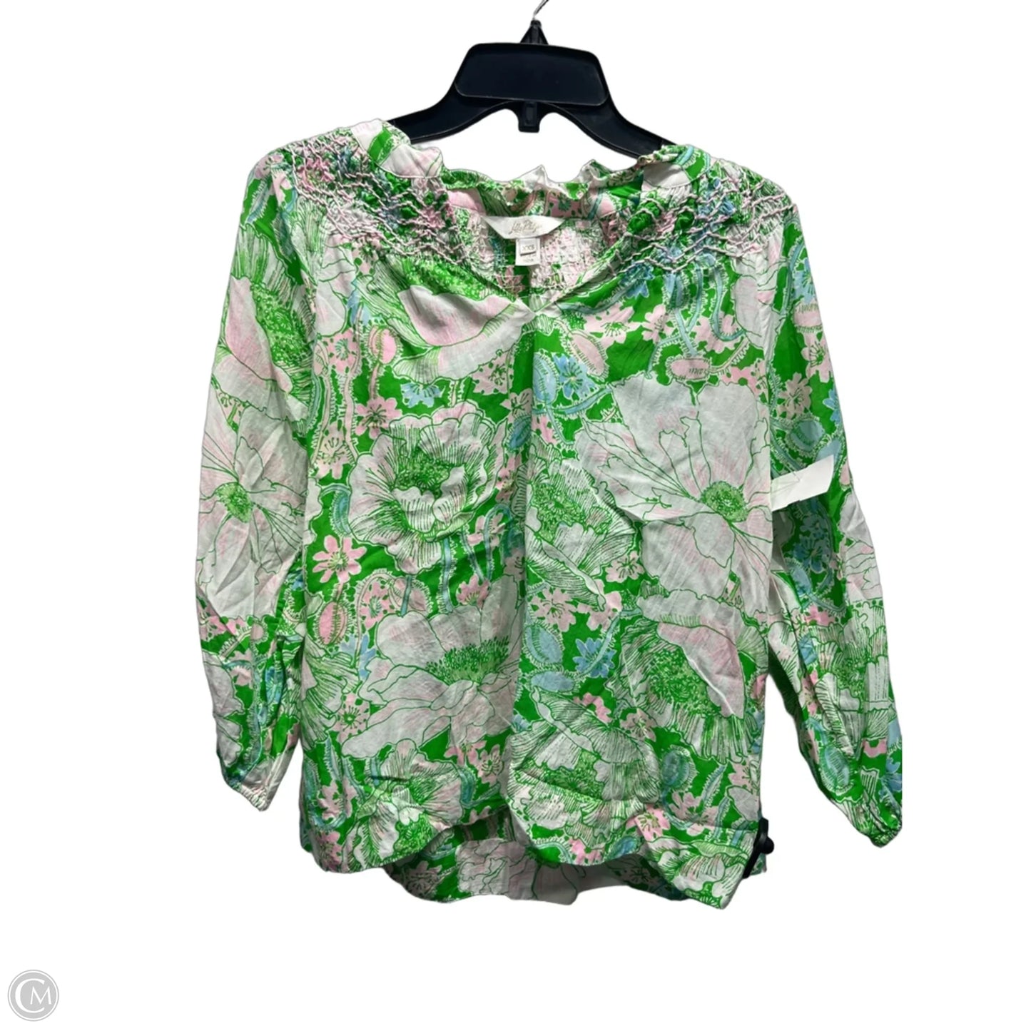 Top Long Sleeve Designer By Lilly Pulitzer In Green & Pink, Size: Xxs