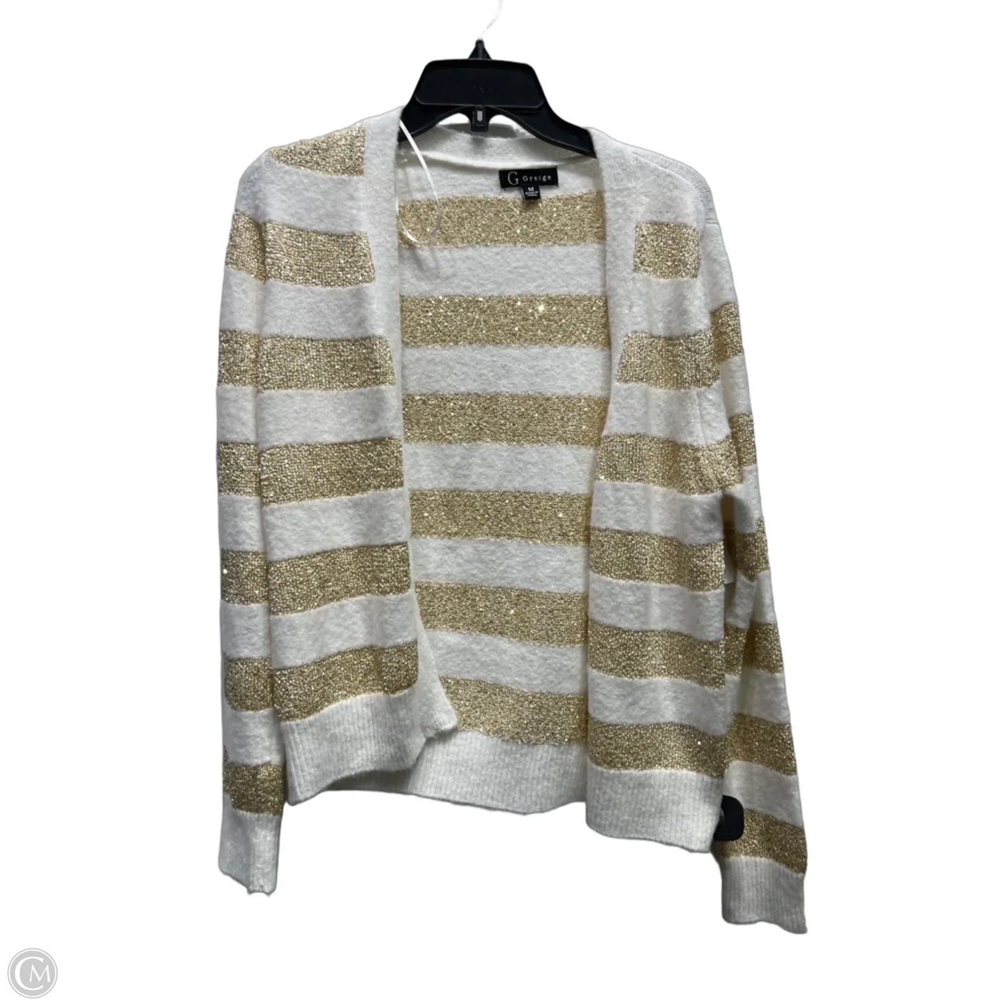 Sweater Cardigan By GREIGE In Gold & White, Size: M