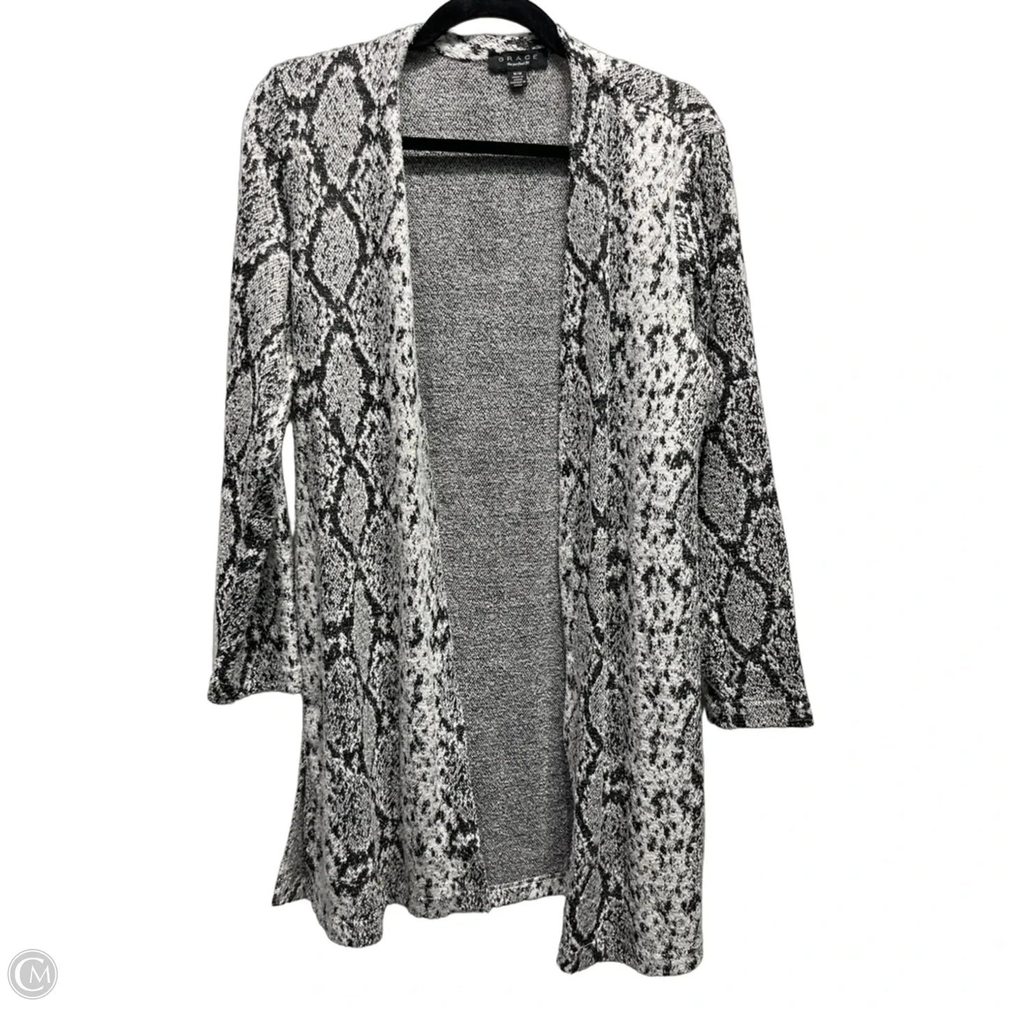 Sweater Cardigan By Grace In Black & White, Size: M