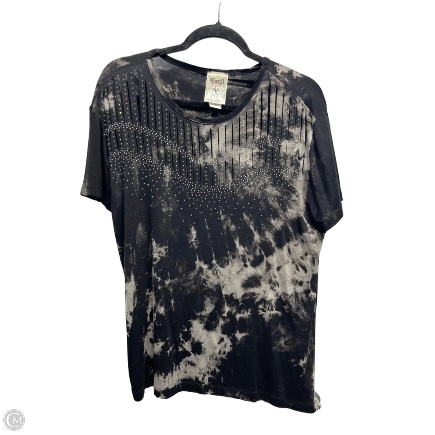 Top Short Sleeve By Vocal In Black & Grey, Size: S