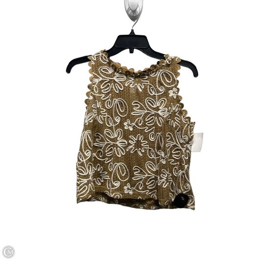 Top Sleeveless By Solitaire In Tan & White, Size: M