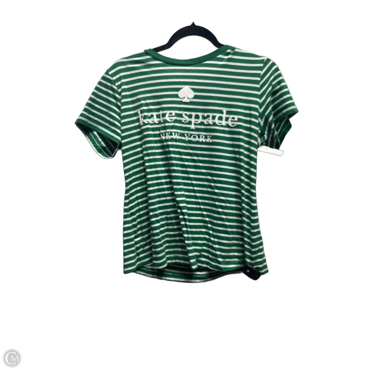 Top Short Sleeve Designer By Kate Spade In Green & White, Size: L