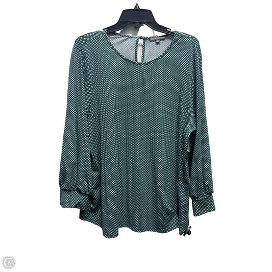 Top Long Sleeve By Adrianna Papell In Green & White, Size: Xl