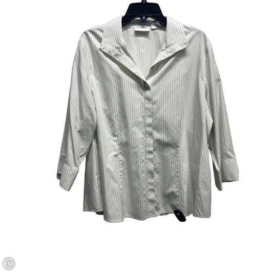 Top Long Sleeve By Chicos In Green & White, Size: Xl