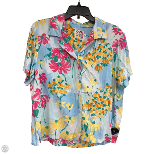 Top Short Sleeve By Jams World In Blue & Yellow, Size: L