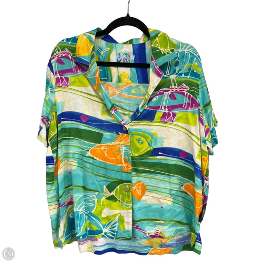 Top Short Sleeve By Jams World In Green & Orange, Size: L