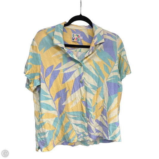 Top Short Sleeve By Jams World In Green & Yellow, Size: L