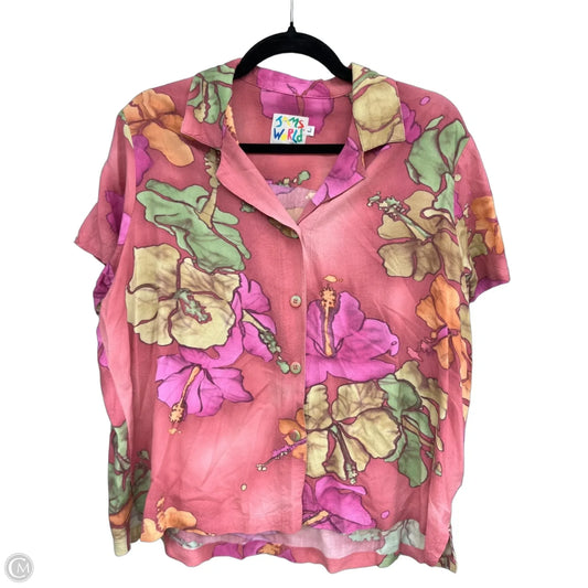 Top Short Sleeve By Jams World In Pink & Purple, Size: L