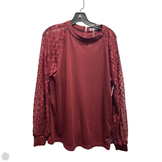 Top Long Sleeve By Miholl In Maroon, Size: L