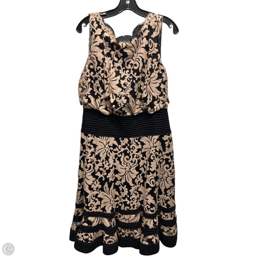 Dress Designer By Tadashi Shoji In Black & Tan, Size: 14