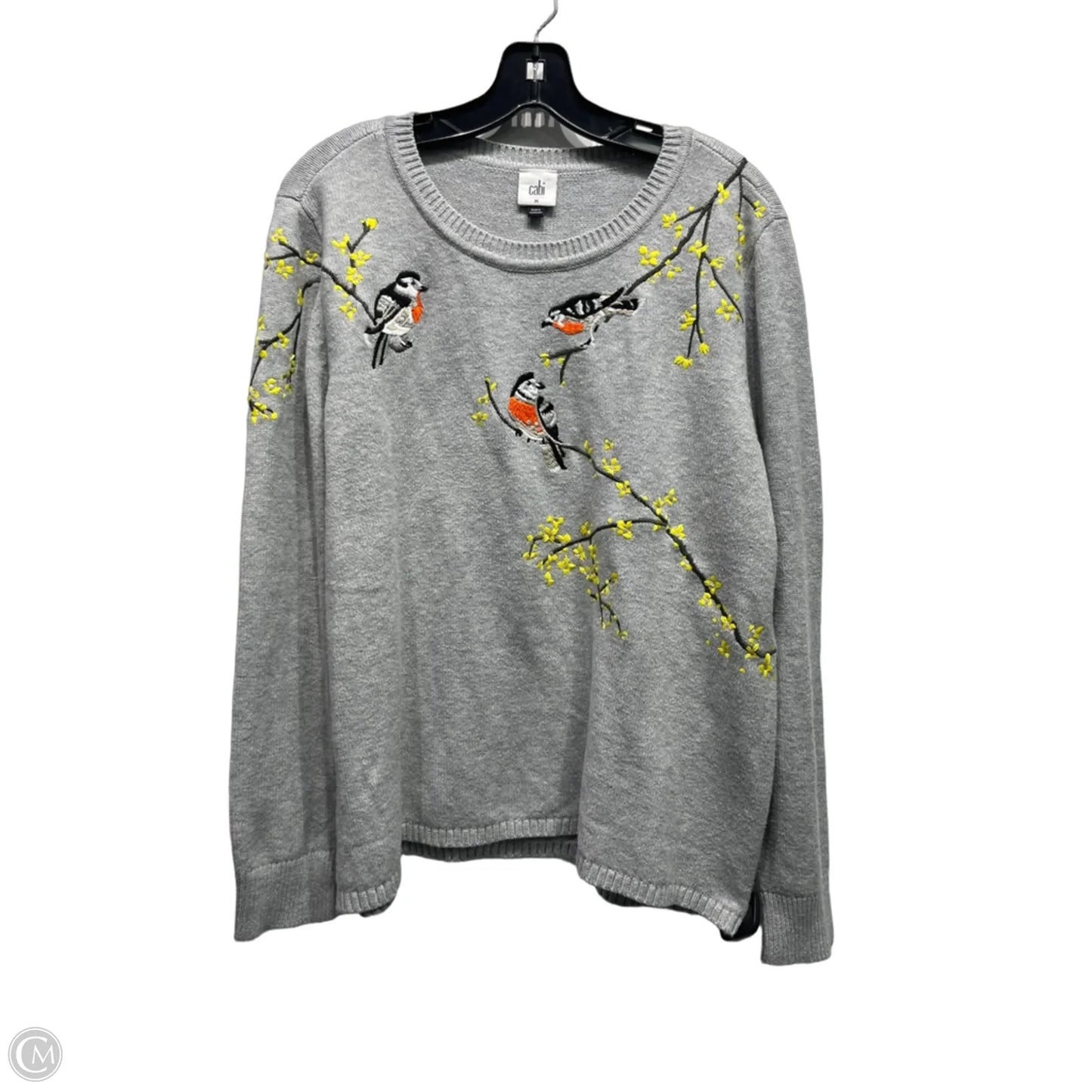 Sweater By Cabi In Grey & Orange, Size: M