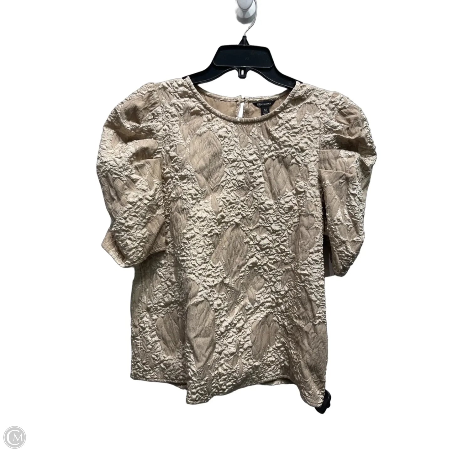 Top Short Sleeve By Versona In Tan, Size: M