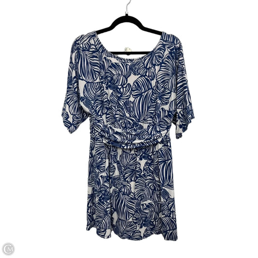 Romper Designer By Lilly Pulitzer In Blue & White, Size: M
