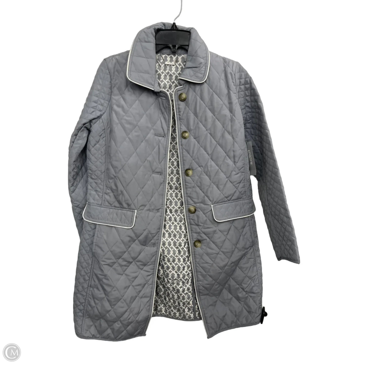 Jacket Puffer & Quilted By Chicos In Grey, Size: S