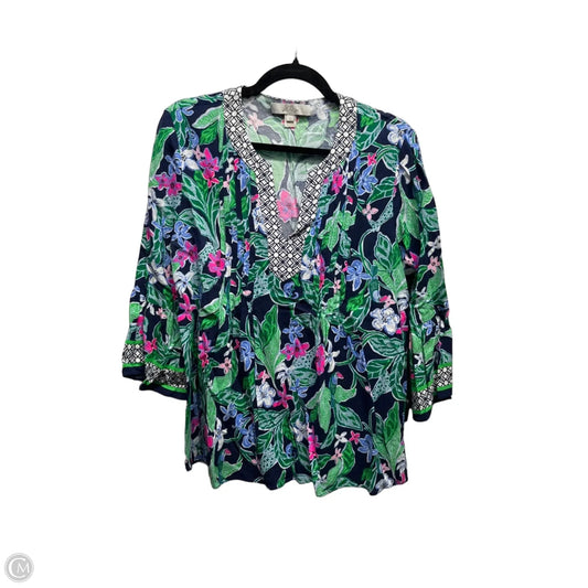 Top Long Sleeve Designer By Lilly Pulitzer In Blue & Green, Size: S