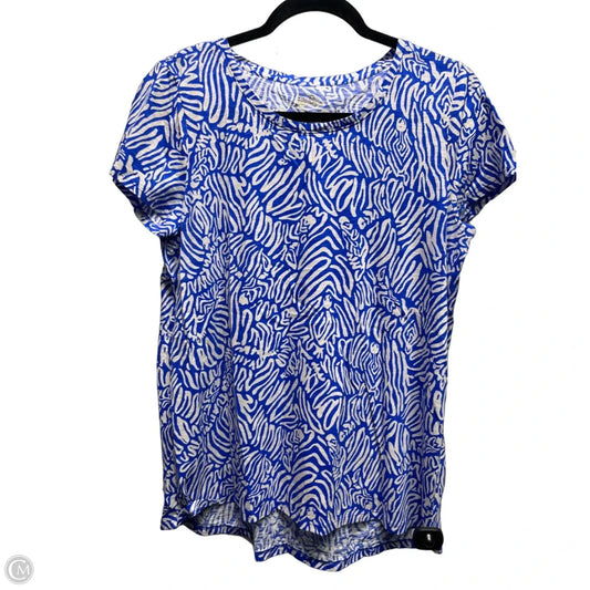 Top Short Sleeve By Lilly Pulitzer In Blue & White, Size: M