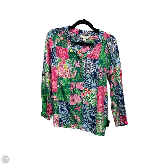 Top Long Sleeve Designer By Lilly Pulitzer In Blue & Pink, Size: Xxs