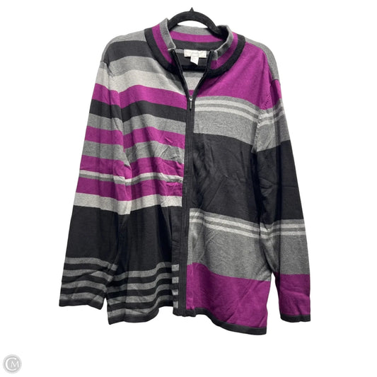 Cardigan By Cj Banks In Black & Purple, Size: 2x