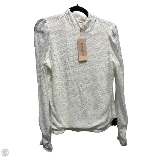 Top Long Sleeve By Esqualo In Gold & White, Size: M