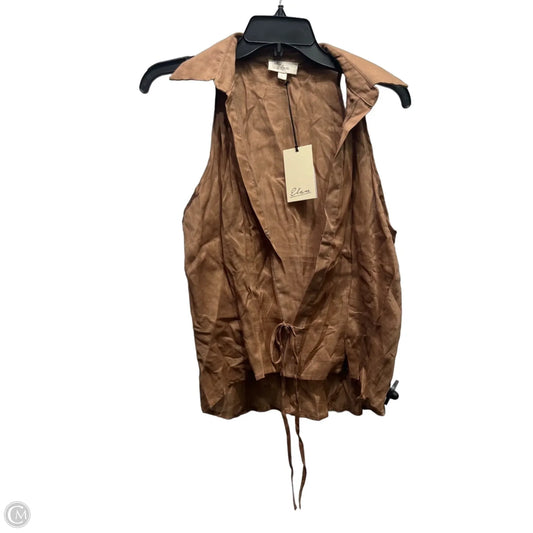 Top Sleeveless By Elan In Tan, Size: L