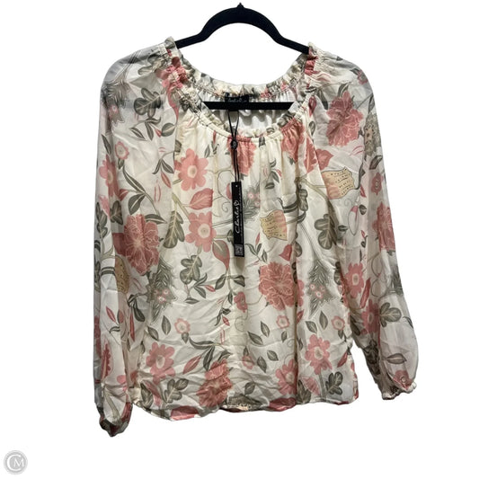 Blouse Long Sleeve By Charlie B In Green & Orange, Size: Xs