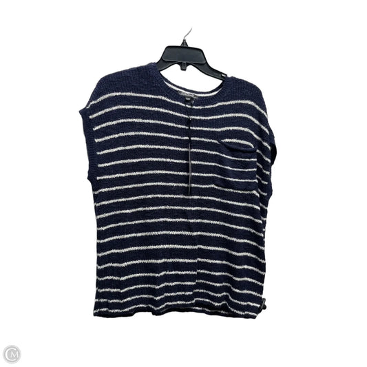 Sweater Short Sleeve By Charlie B In Blue & White, Size: M