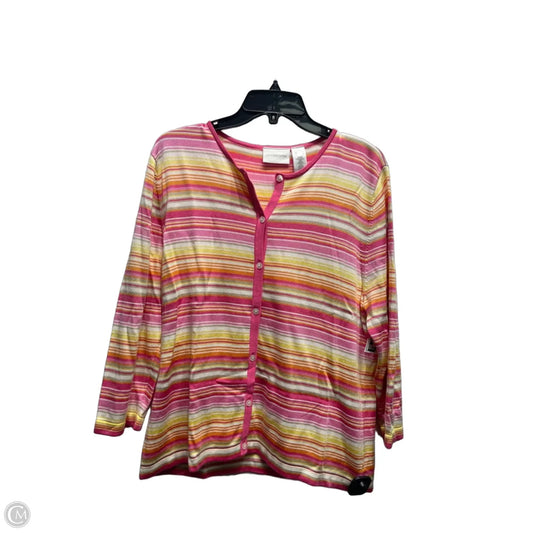 Cardigan By Liz Claiborne In Orange & Pink, Size: Xl