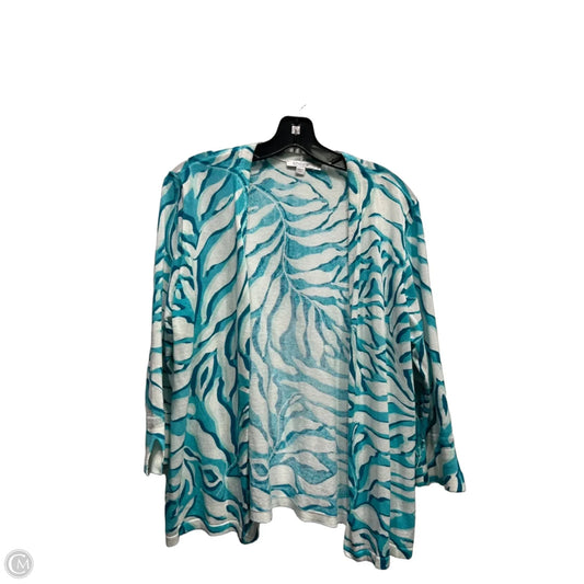 Cardigan By Chicos In Green & White, Size: M