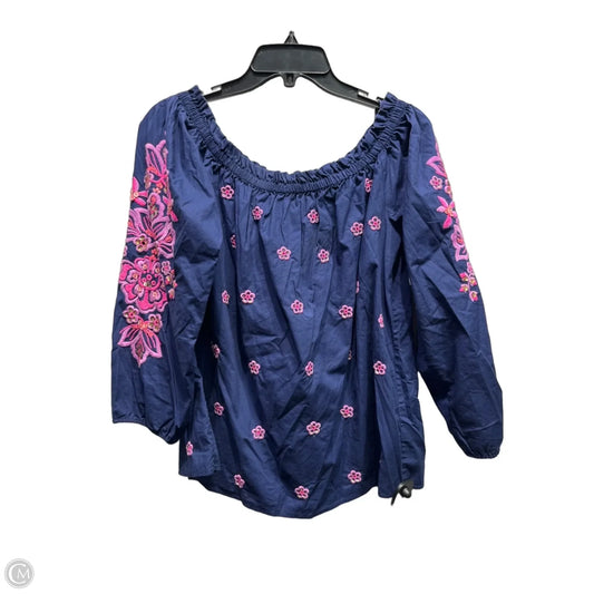 Top Long Sleeve Designer By Lilly Pulitzer In Blue & Pink, Size: M