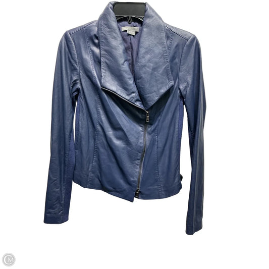 Jacket Leather By Vince In Blue, Size: S